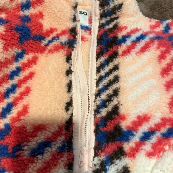 SO Vibrant Plaid Sherpa Fleece Jacket - Picture 3 of 9